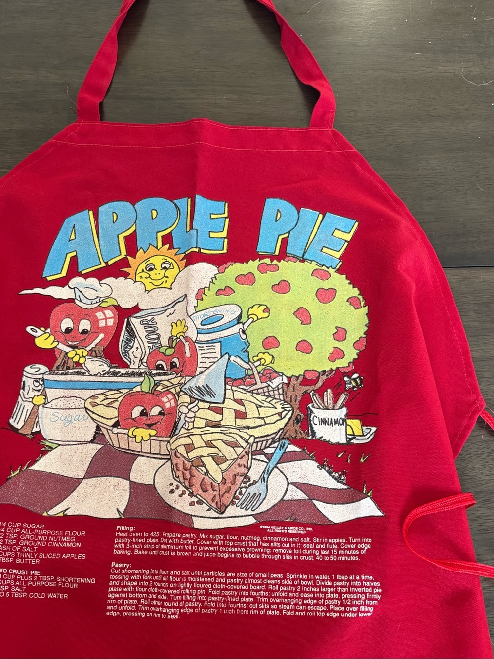 Vintage Red Apple Pie Recipe Apron